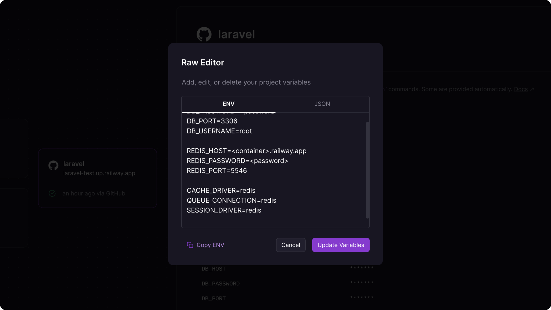 Laravel Redis environment variable